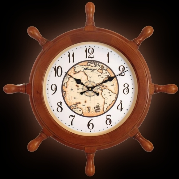 MapleLeafClocks Wooden Ship Wheel Quartz Wall Clock, 23" Model #9018 - Picture 2 of 6